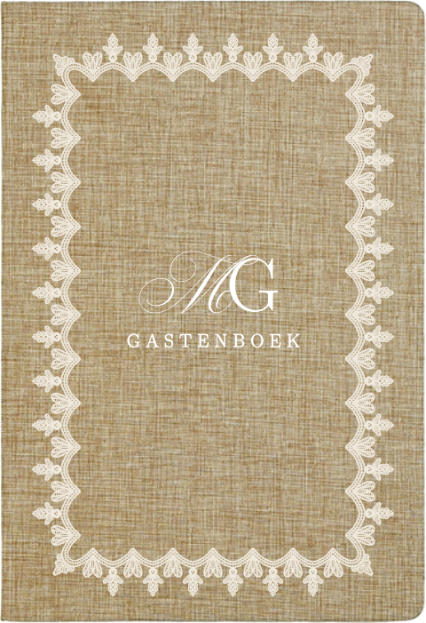 Linnen gastenboek met kant en logo