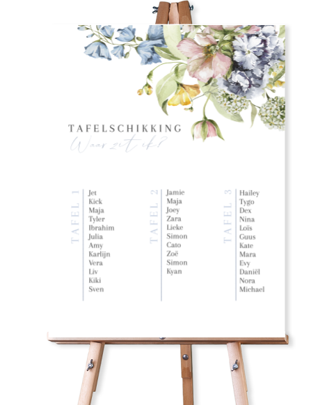 Bord tafelschikking bruiloft met bloemen