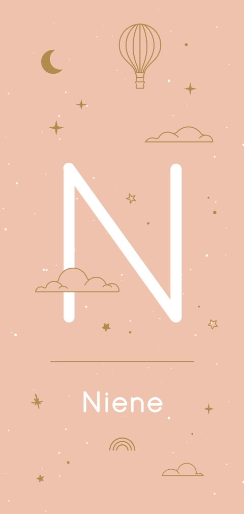 geboortekaartje meisje met grote letter en sterretjes