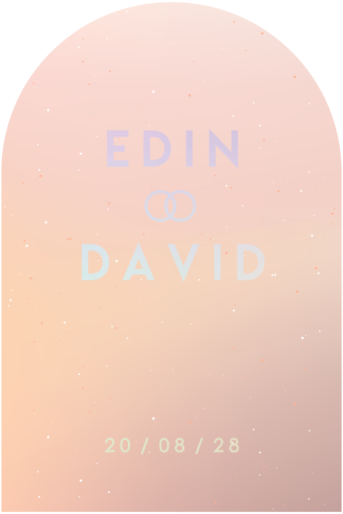 kleurrijke trouwkaart met kleurverloop in boogvorm