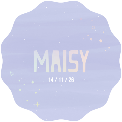 geboortekaartje Maisy in bijzondere vorm met holografische folie
