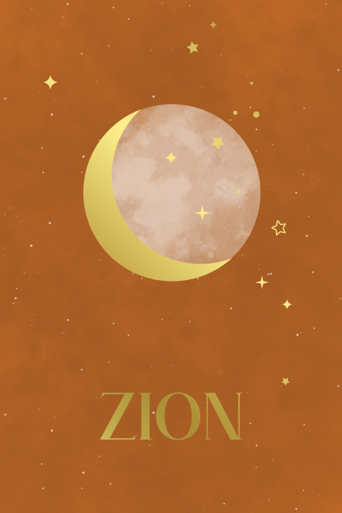 geboortekaartje Zion met maan en sterren in foliedruk