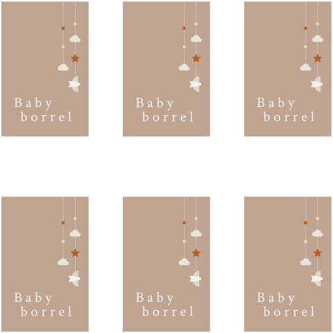 kraamborrelkaartjes met babymobiel vogeltjes 55x85 mm