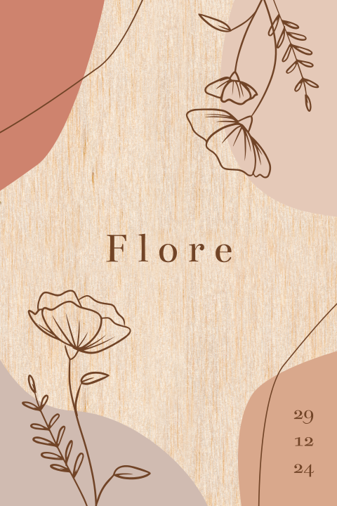 geboortekaartje meisje met grafische vormen en bloemen op hout