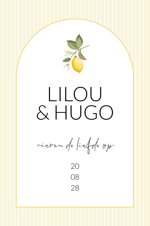 zomerse trouwkaart met citroen