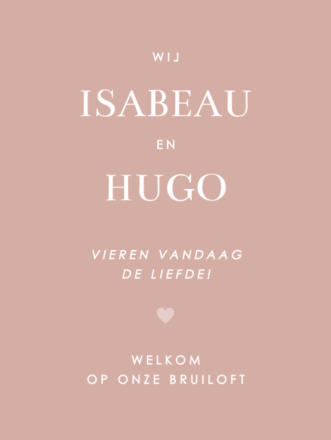 welkomsbord bruiloft oudroze