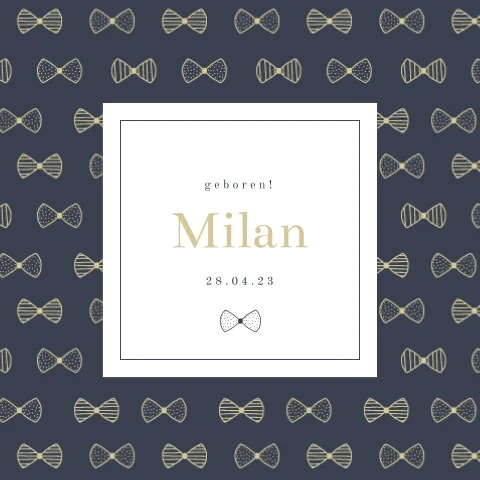 Geboortekaartje jongen met strikjespatroon