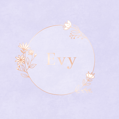 geboortekaartje Evy met bloemenkrans en roségoudfolie