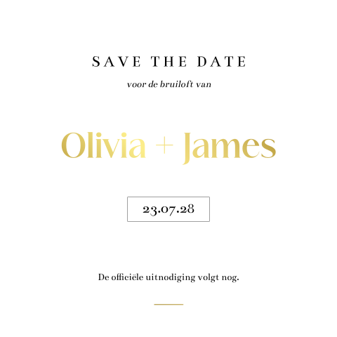 moderne save the date kaart met goudfolie