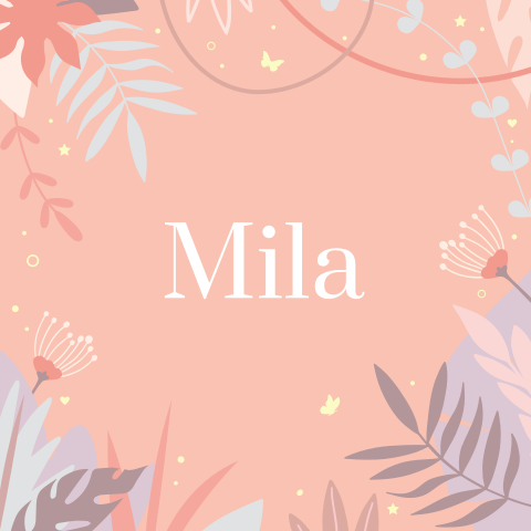 geboortekaartje Mila met bloemen vierkant