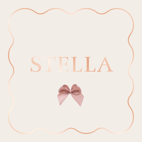 geboortekaartje Stella met strikje en golvende outline in folie