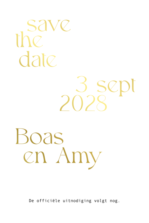 save the date kaart op kalkpapier met speelse typografie