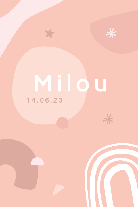 geboortekaartje meisje grafisch abstract roze