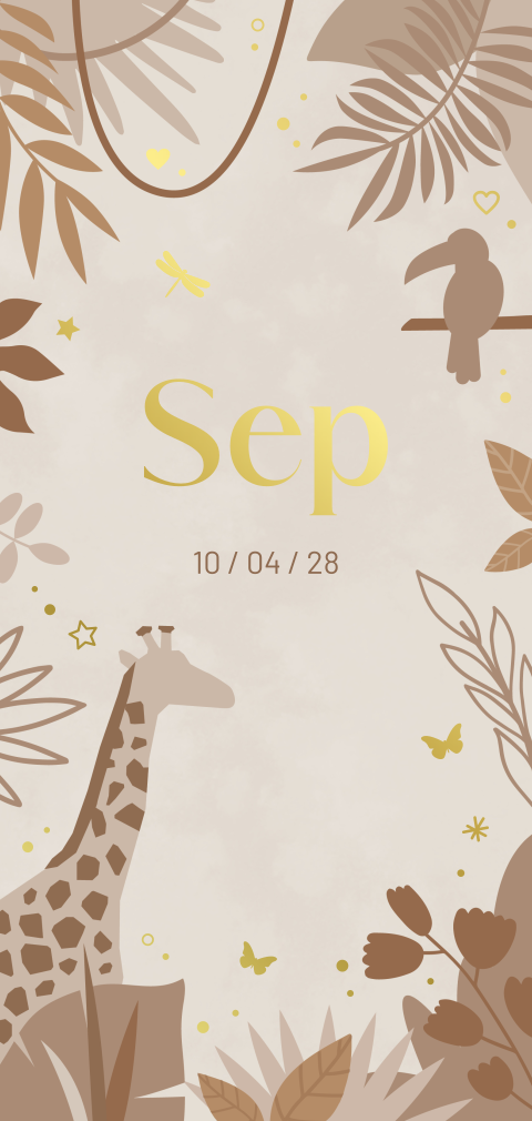 geboortekaartje Sep jungle in beige tinten