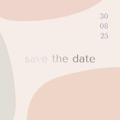 save the date kaart met grafische vormen in nude tinten