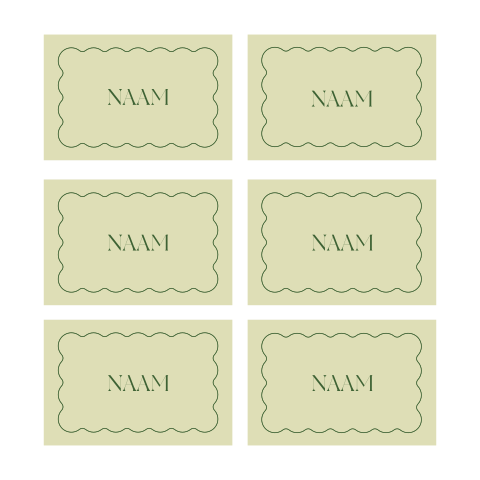 naamkaartjes bruiloft met golvende outline