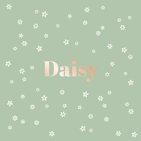 geboortekaartje Daisy met bloemetjes en roségoudfolie
