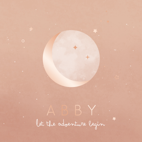 geboortekaartje Abby met maan en sterren