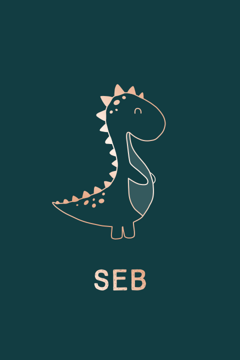 geboortekaartje Seb dubbel met dino in foliedruk