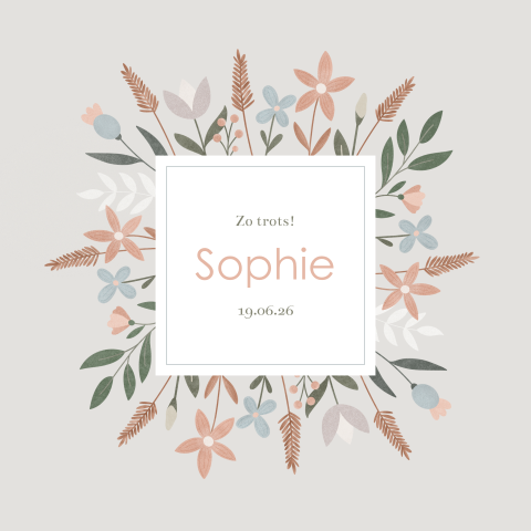 geboortekaartje meisje met veldbloemen enkel
