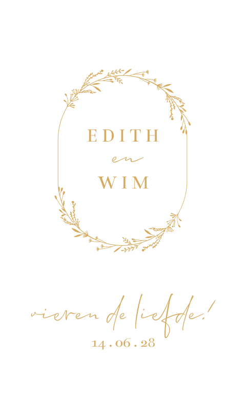 welkomsbord bruiloft in boogvorm met bloemenkrans