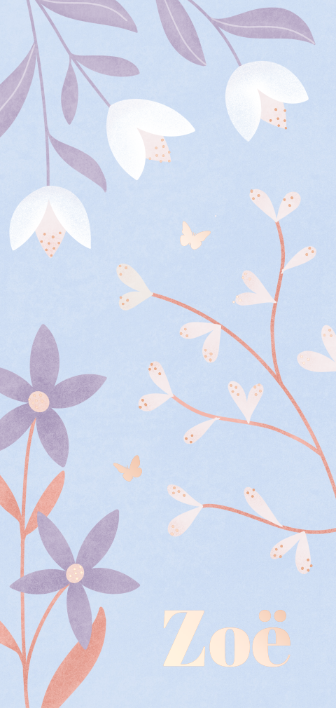 geboortekaartje meisje met voorjaarsbloemen