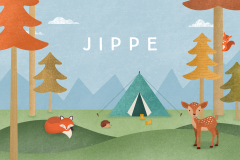 geboortekaartje jongen kamperen met bosdieren dubbel