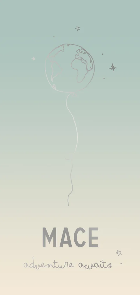 Geboortekaartje jongen met wereldbol ballon in goudfolie