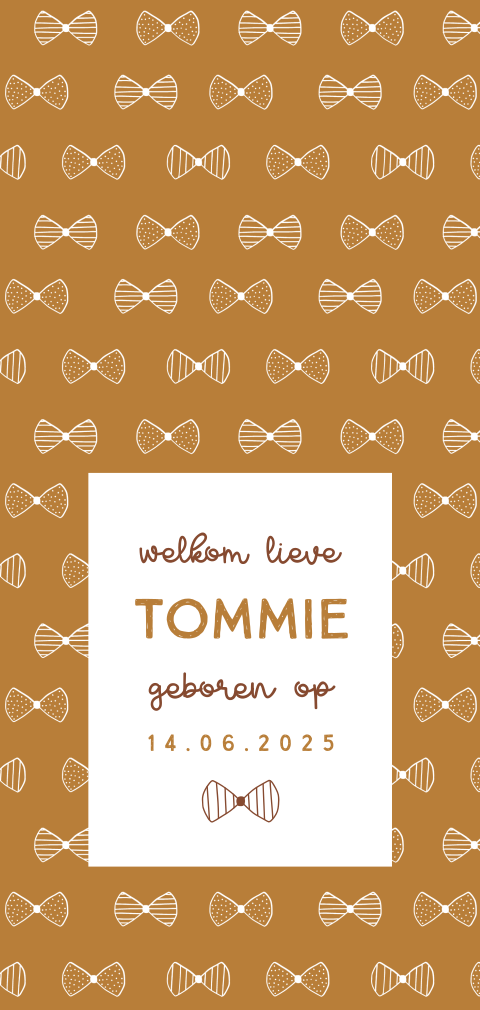 geboortekaartje jongen met strikjes achtergrond
