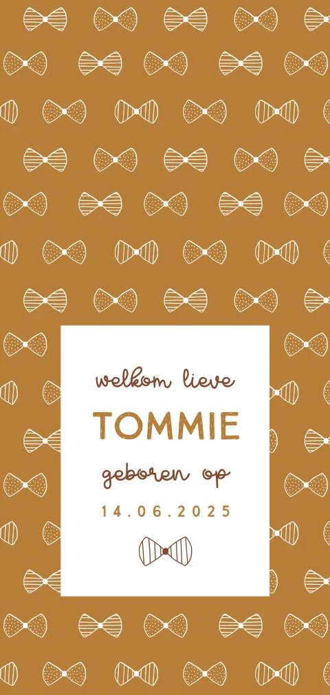 geboortekaartje jongen met strikjes achtergrond