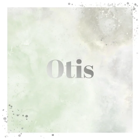 geboortekaartje Ortis abstract met spetters in zilverfolie