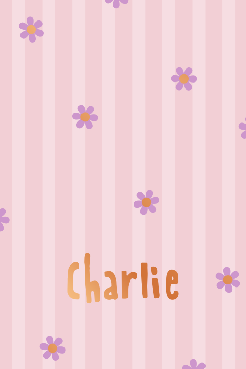 geboortekaartje Charlie met gestreepte achtergrond en bloemetjes