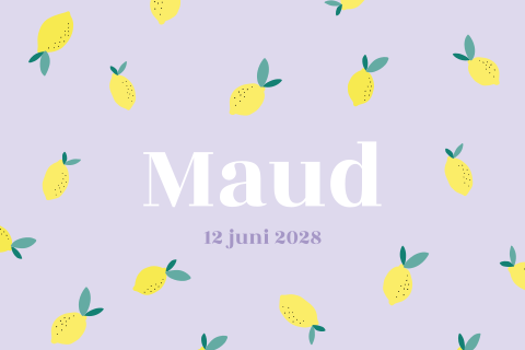 geboortekaartje meisje citroen patroontje