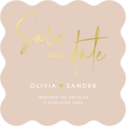 save the date kaart in bijzondere vorm met folie