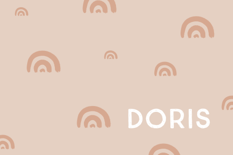 geboortekaartje Doris met getekende regenboogjes