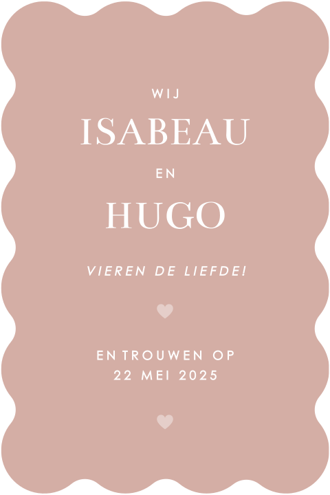 trouwkaart uitgesneden in bijzondere vorm