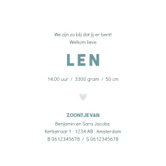 geboortekaartje Len met dino en goudfolie