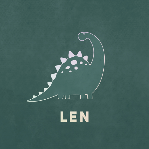 geboortekaartje Len met dino en goudfolie