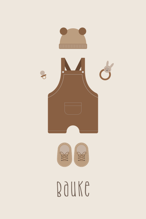 geboortekaartje Bauke met babykleertjes