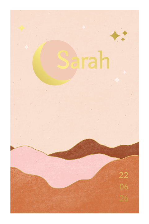 Geboortekaartje meisje met landschap en goudfolie