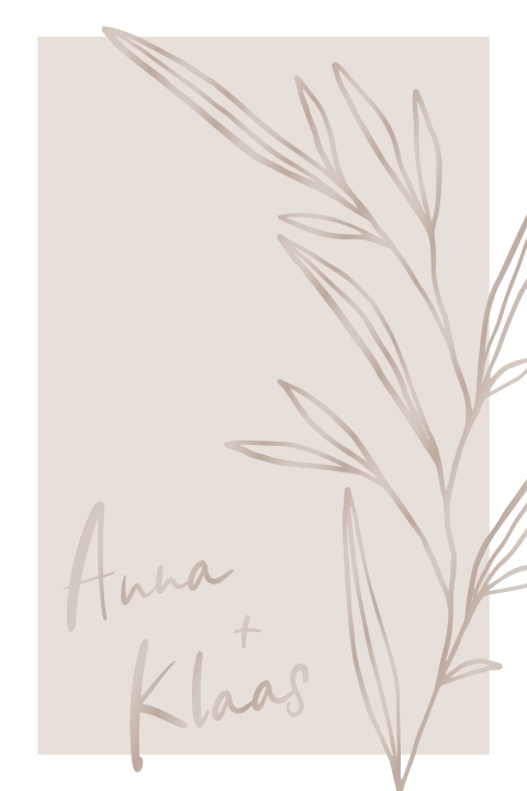 trouwkaart met geïllustreerde tak in hoogglans lak