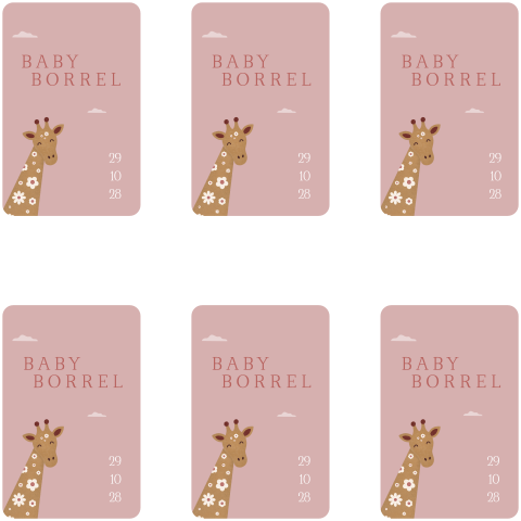 kraamborrelkaartjes met bloemetjes giraf 55x85 cm