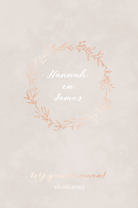 trouwkaart met krans en ronde hoeken