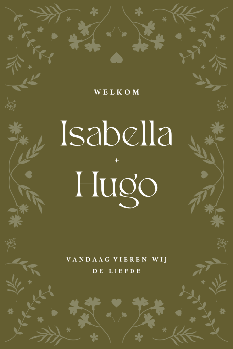 bruiloftbord met botanische illustraties 40x60 cm