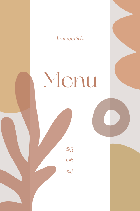 menukaart bruiloft met grafische vormen