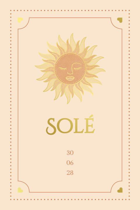 geboortekaartje Sole met zon en speelse kaders