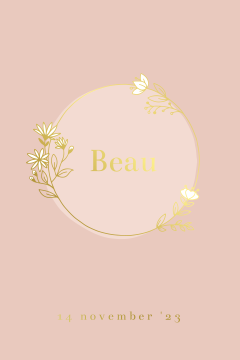 Geboortekaartje meisje bloemenkrans goudfolie enkel