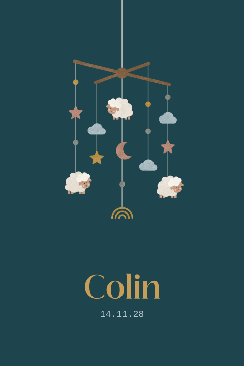 poster 20x30 cm babymobiel schaapjes Colin