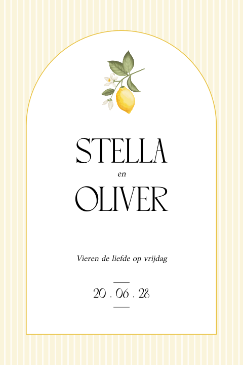 zomerse trouwkaart met citroen illustratie