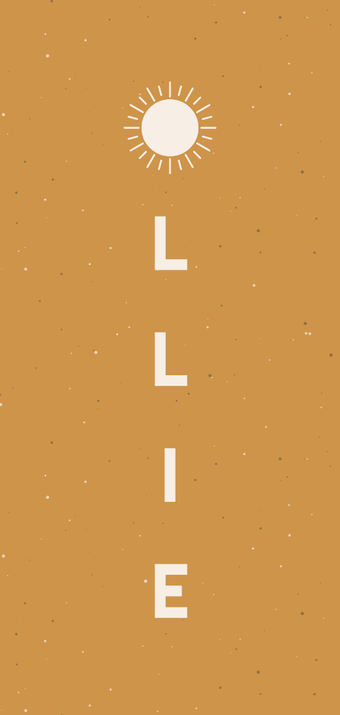 geboortekaartje met grote naam en o zonnetje